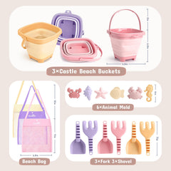 Dreamon beach shovels and rakes support creative sand structures.