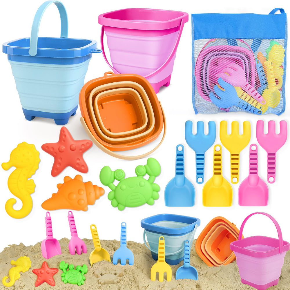 Dreamon collapsible castle buckets for kids, quick beach packing and play