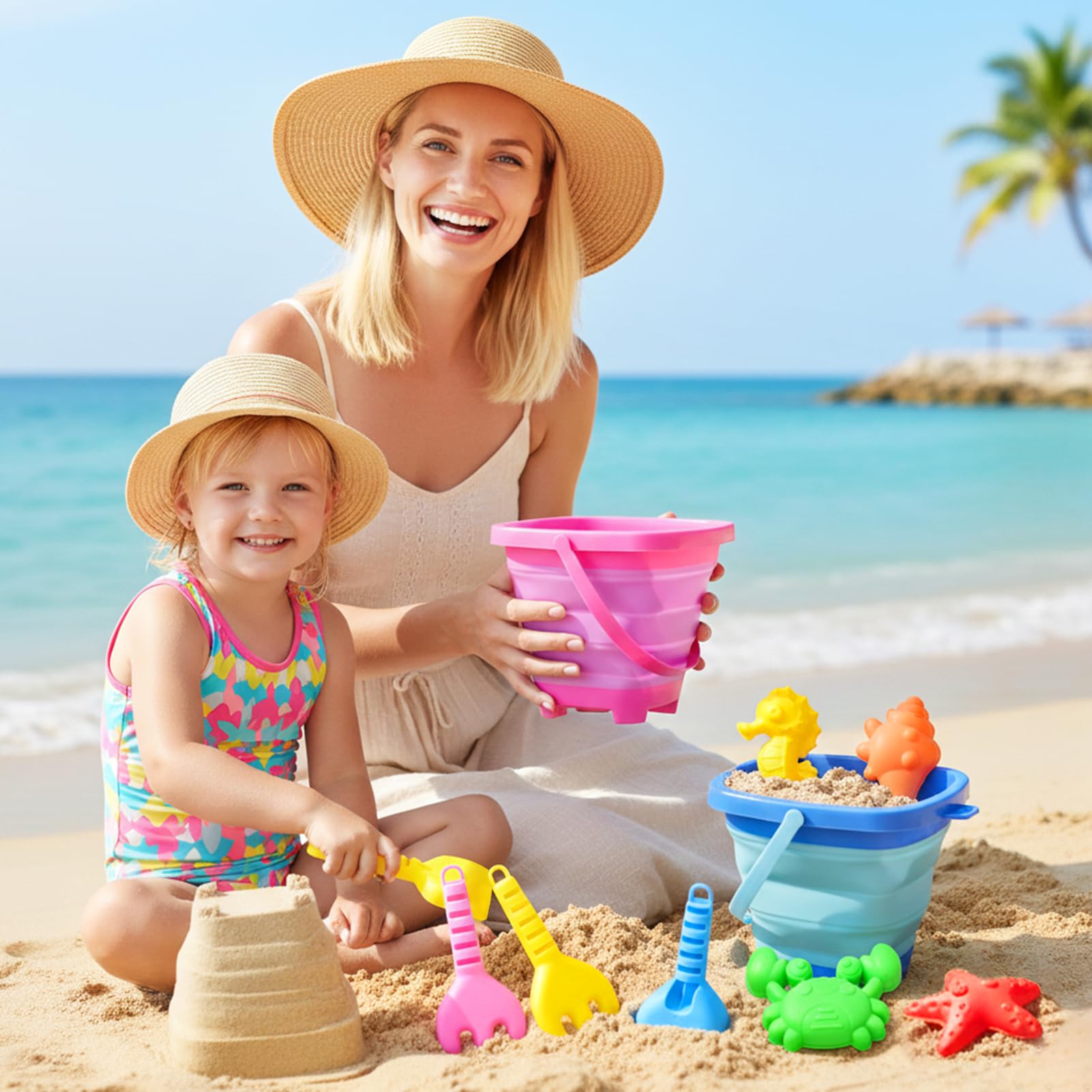 Dreamon kids enjoy imaginative castle building with colorful beach kit
