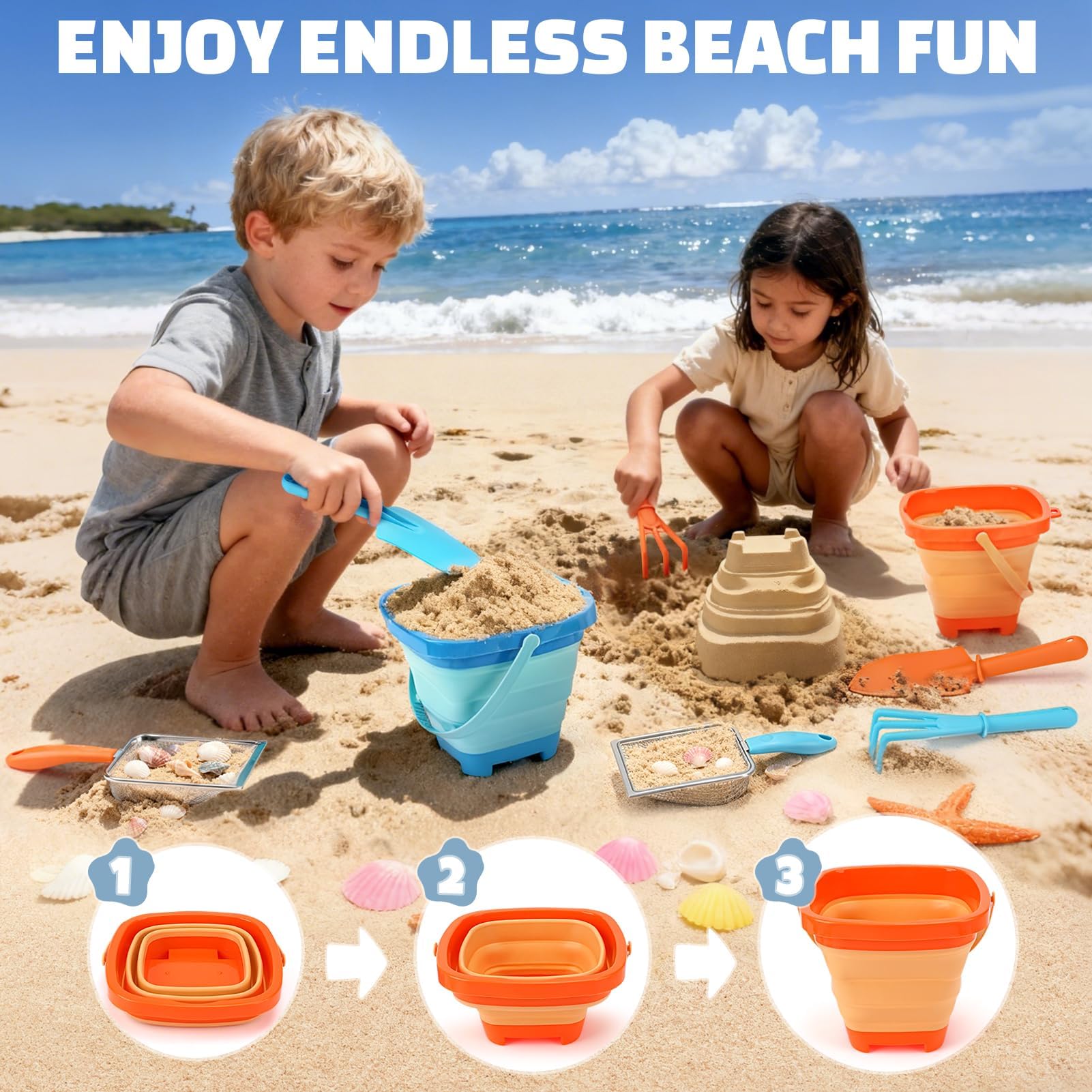 Dreamon sand sifter with fine mesh reveals tiny shells