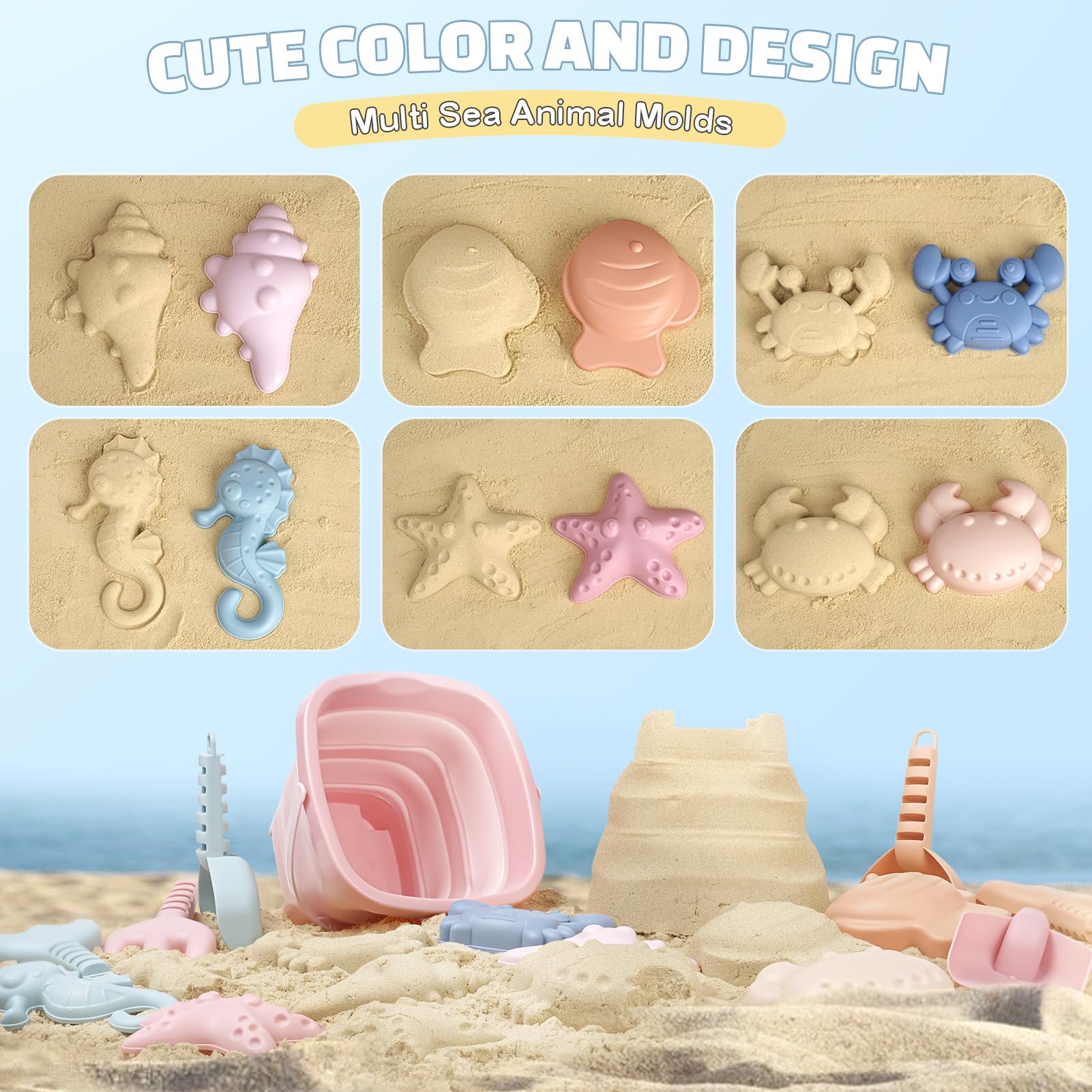 Dreamon mesh bag keeps beach toys organized and sand-free after play.