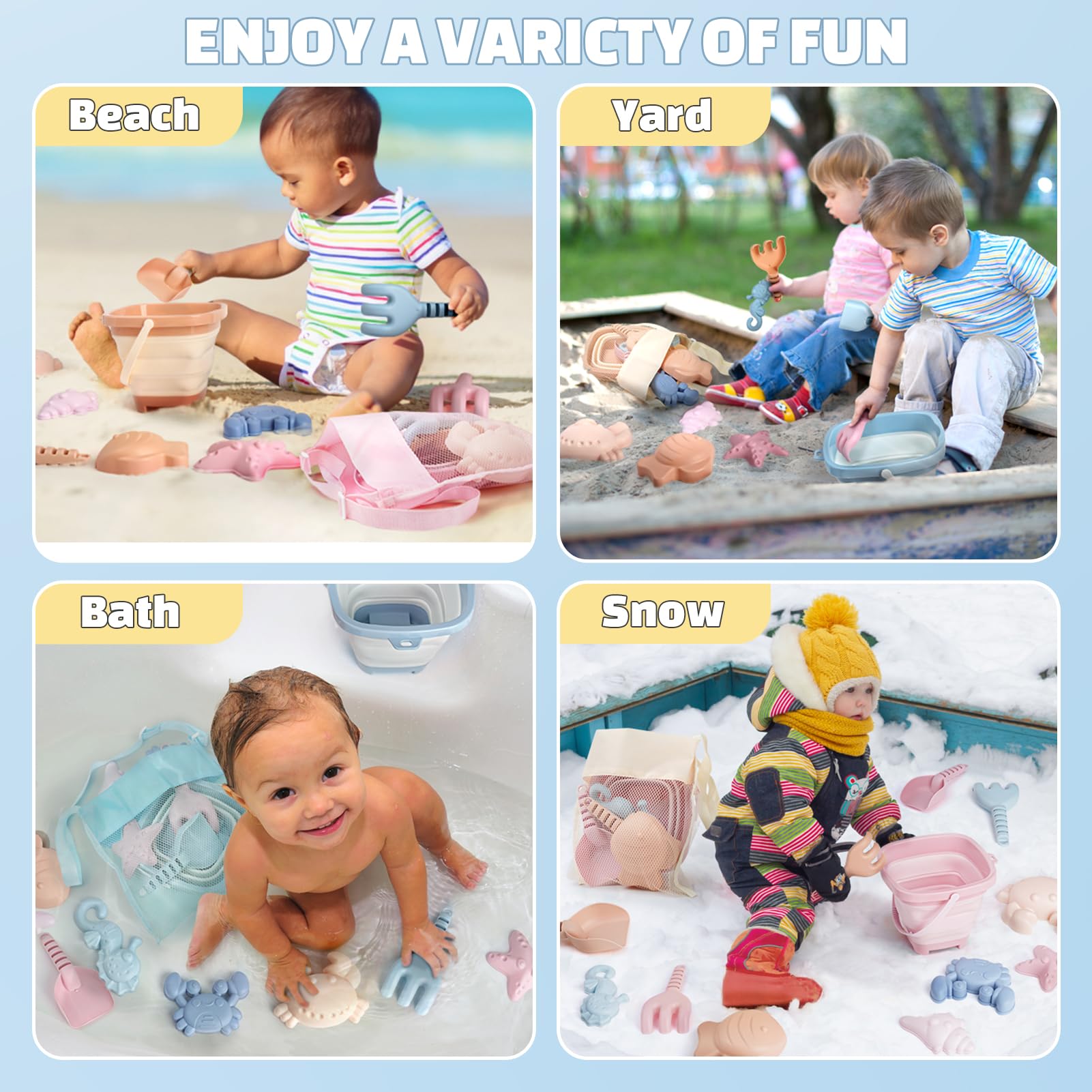 Dreamon beach toys set ready for travel with a compact, portable design.