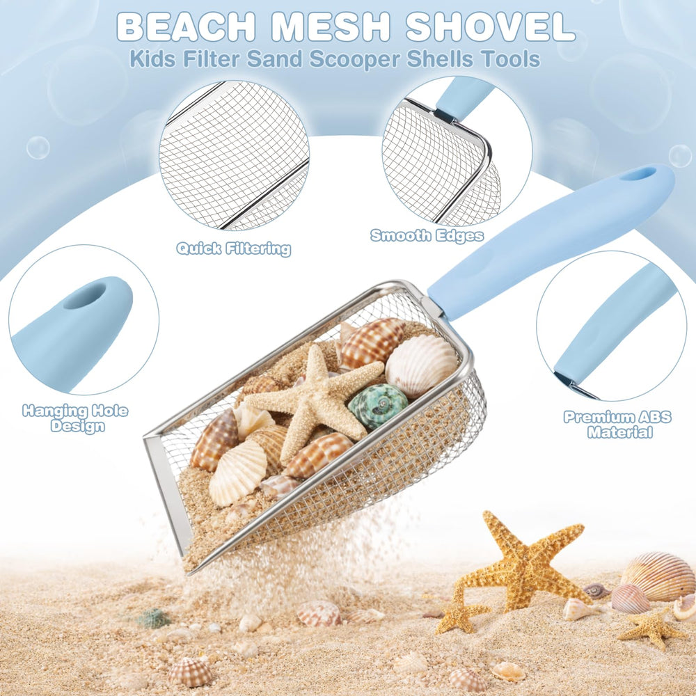 Dreamon filter sifters help kids sort sand while searching for shells.