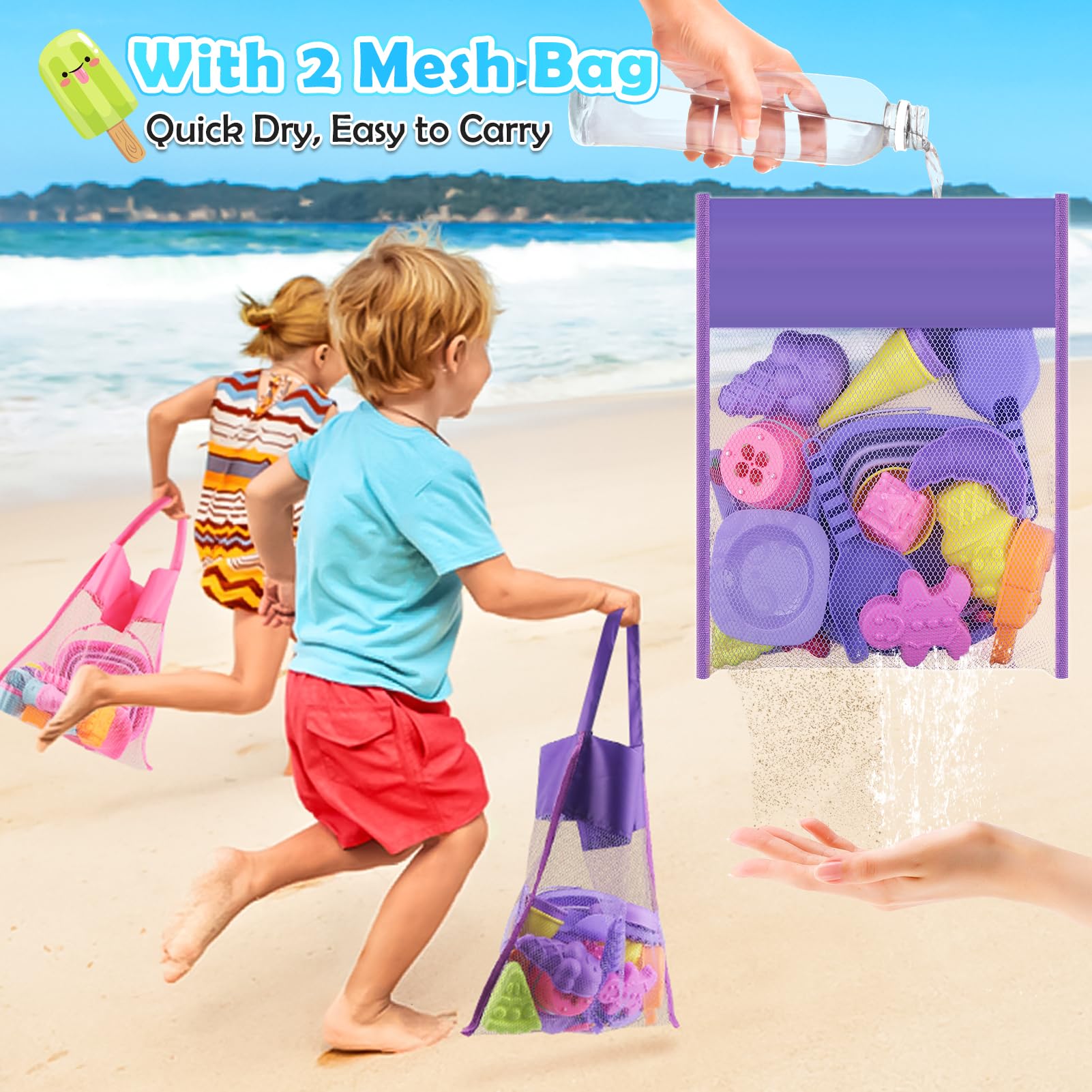 Dreamon two beach shovels set ready for digging and building seaside castles.