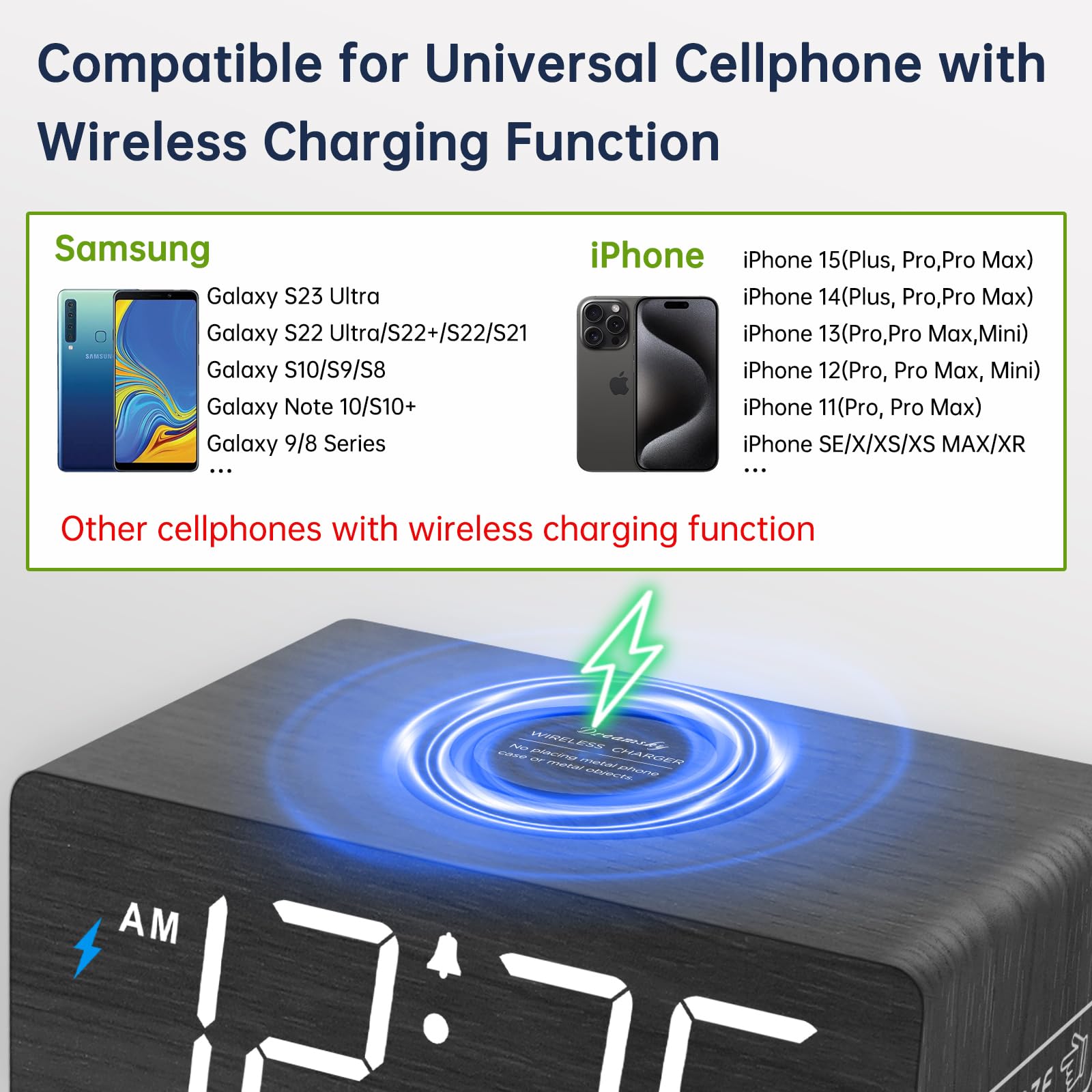 DreamSky clock with USB port for charging an extra device