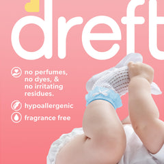 Dreft Free & Gentle pouring action illustrates gentle care during family laundry