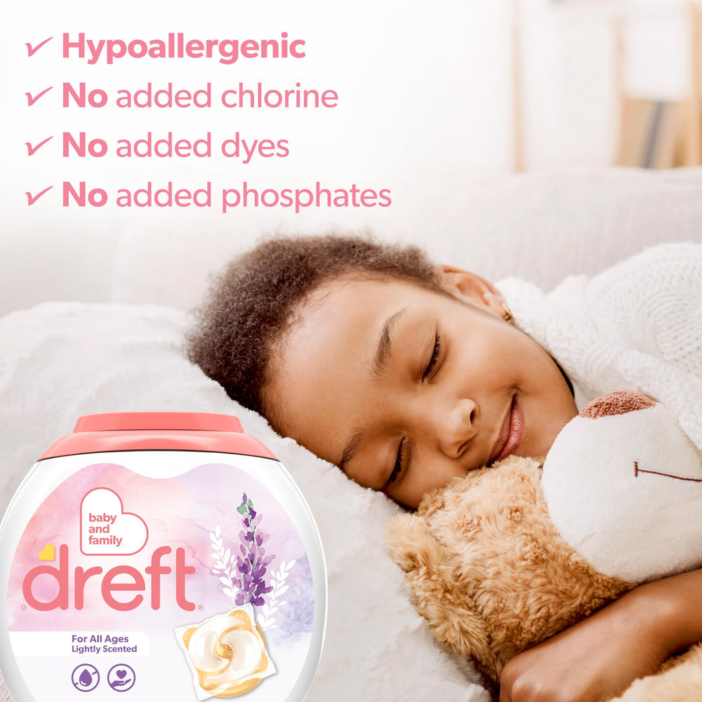 Dreft hypoallergenic label emphasizes no chlorine, dyes, or phosphates