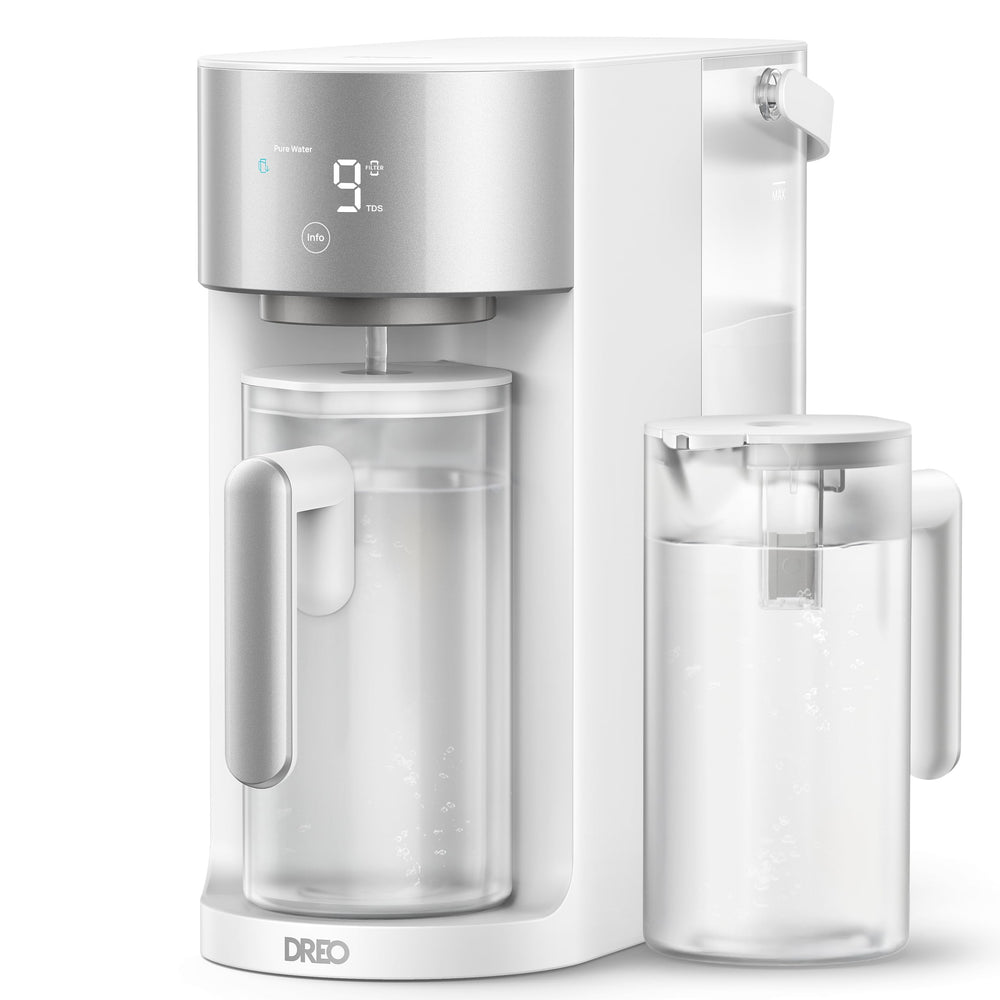 DREO countertop RO filter front view, compact design fits small kitchens.