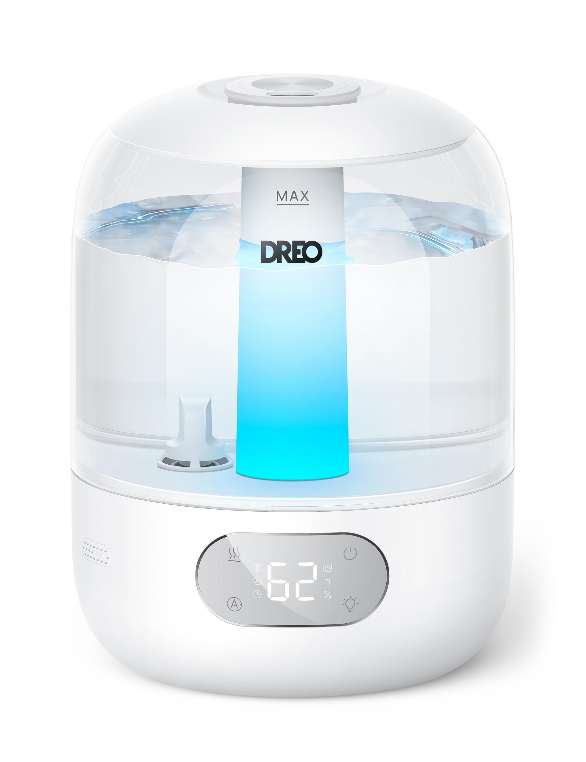 Dreo humidifier in bedroom with top-fill 3L tank and long run time