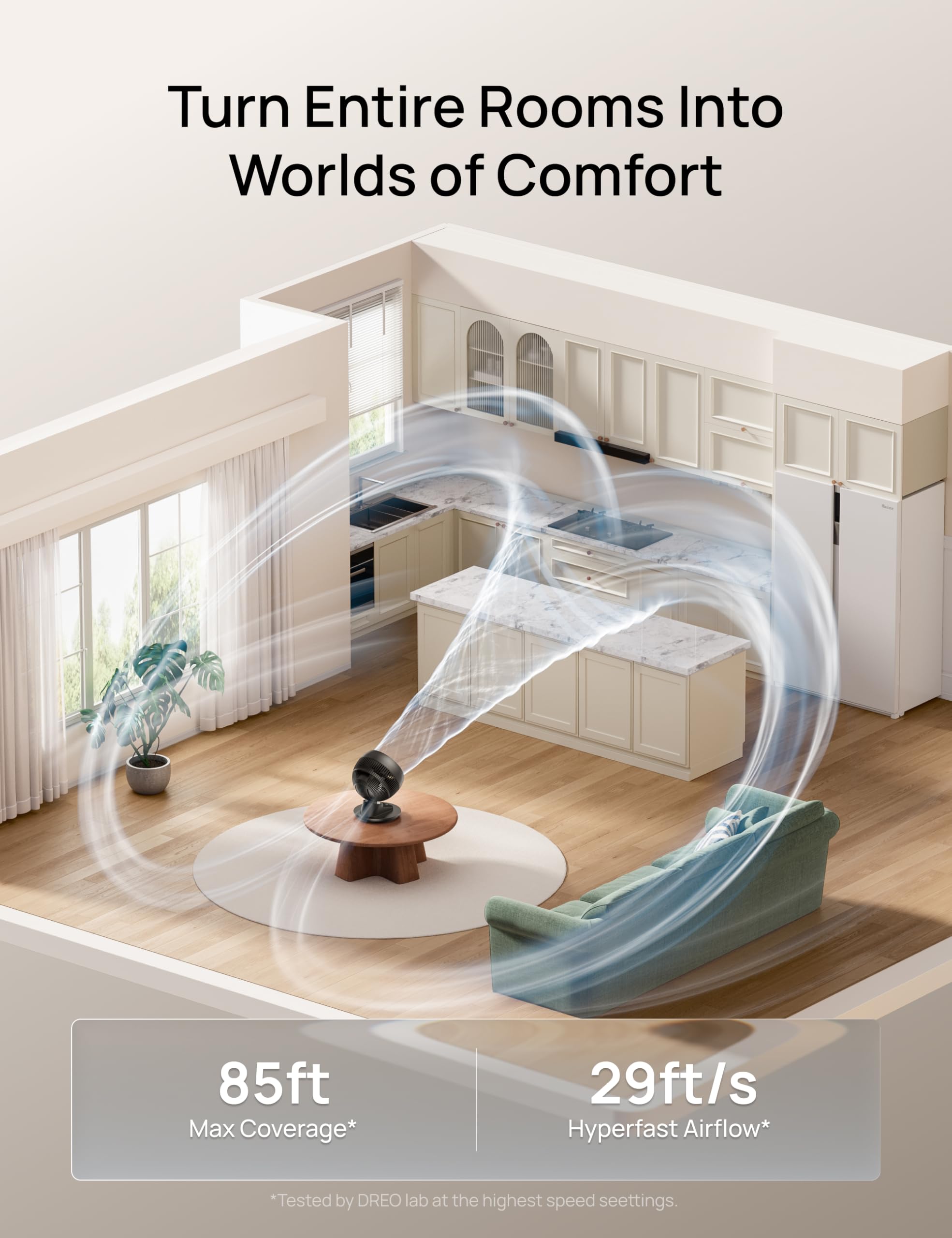 DREO timer functions set for 8 or 12 hours for convenience