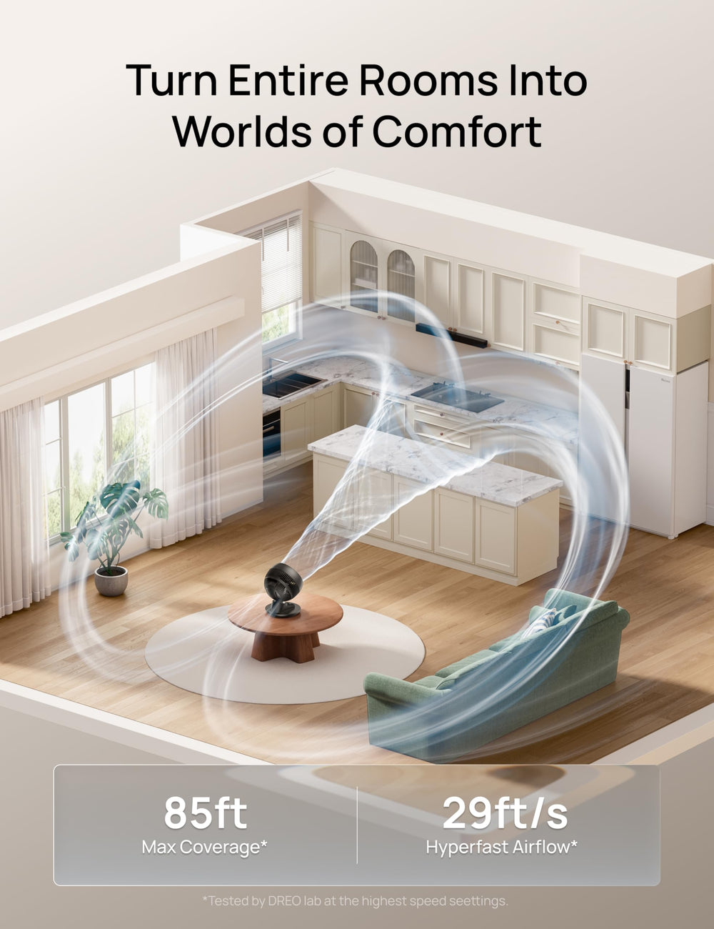 DREO timer functions set for 8 or 12 hours for convenience