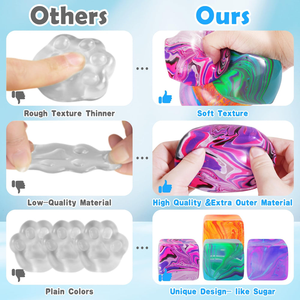 Drephere ice cube stress ball in hand for tactile concentration.