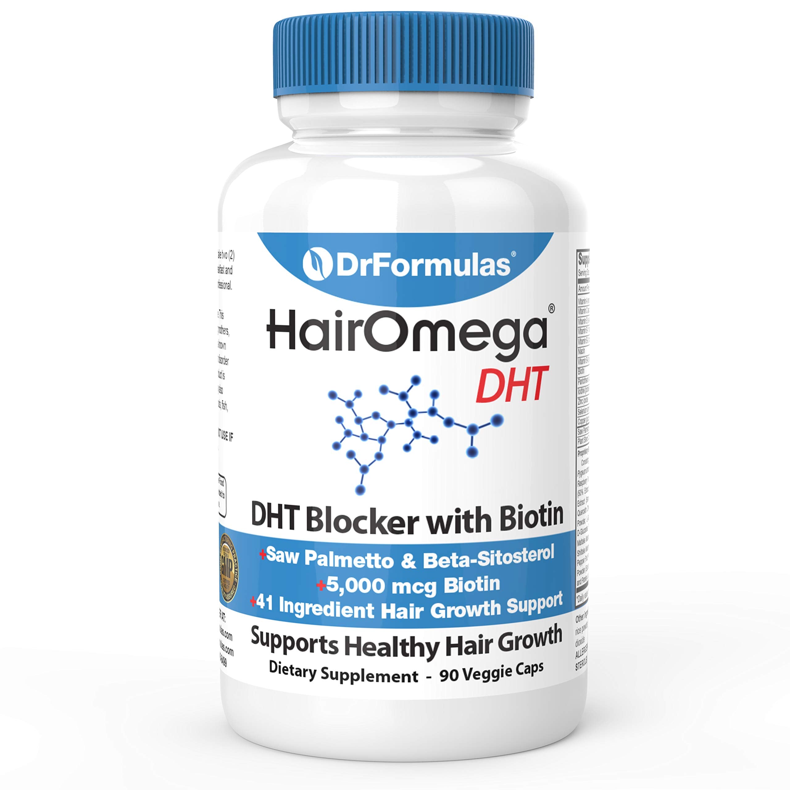 DrFormulas HairOmega DHT Blocker bottle for daily hair health.