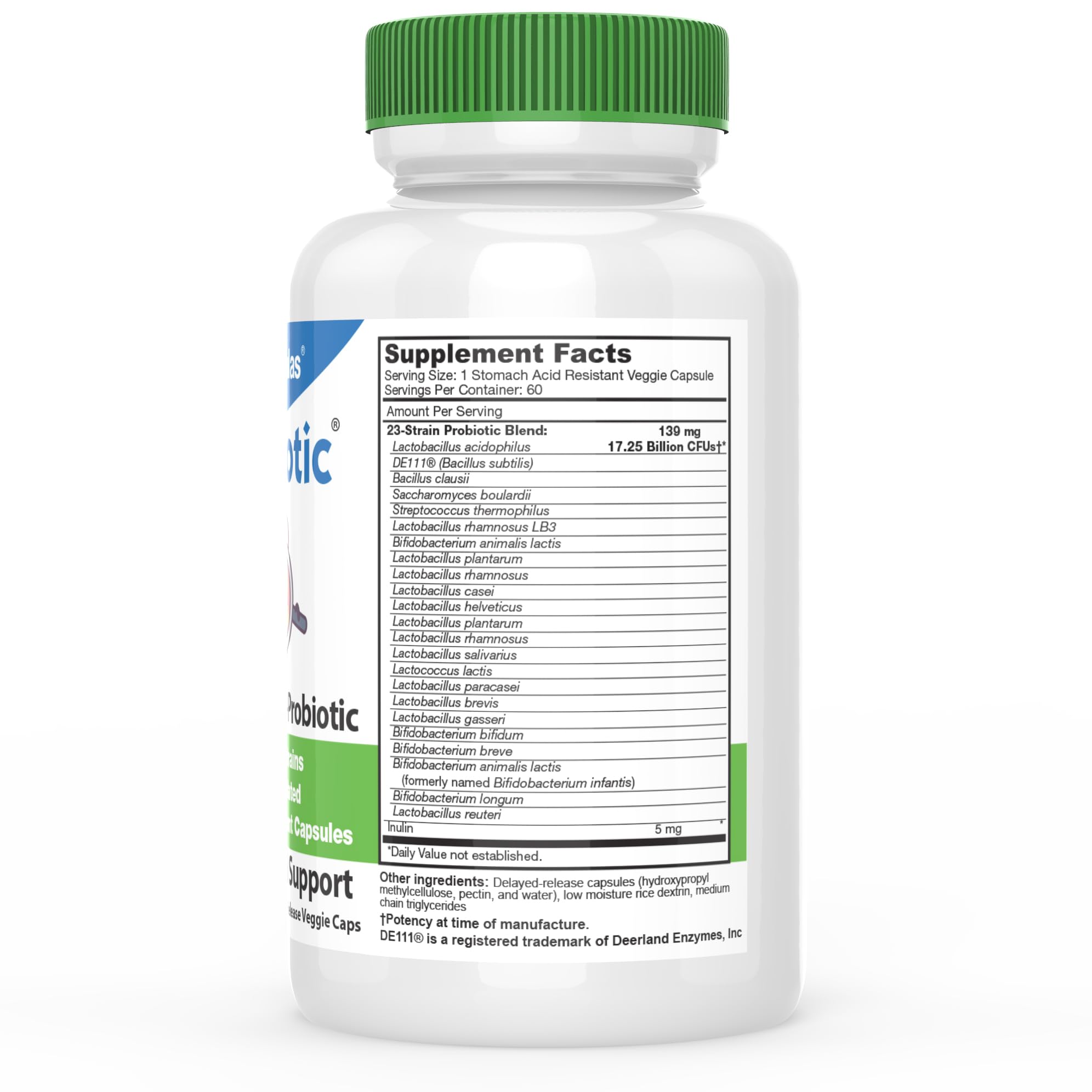 Nexabiotic capsules closeup highlights small, easy-to-swallow delayed-release design