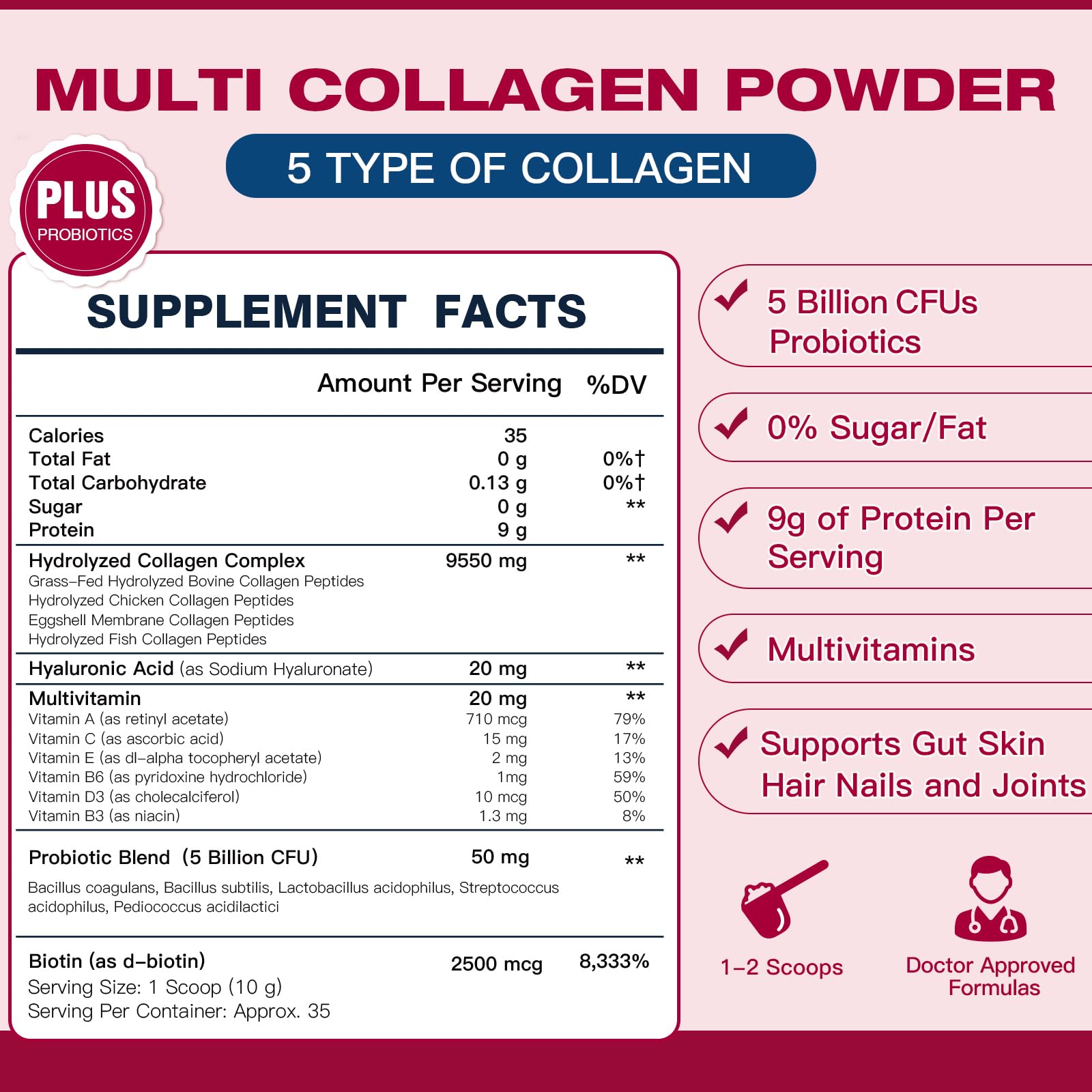 DRFOSTER collagen peptide scoop indicating easy daily serving