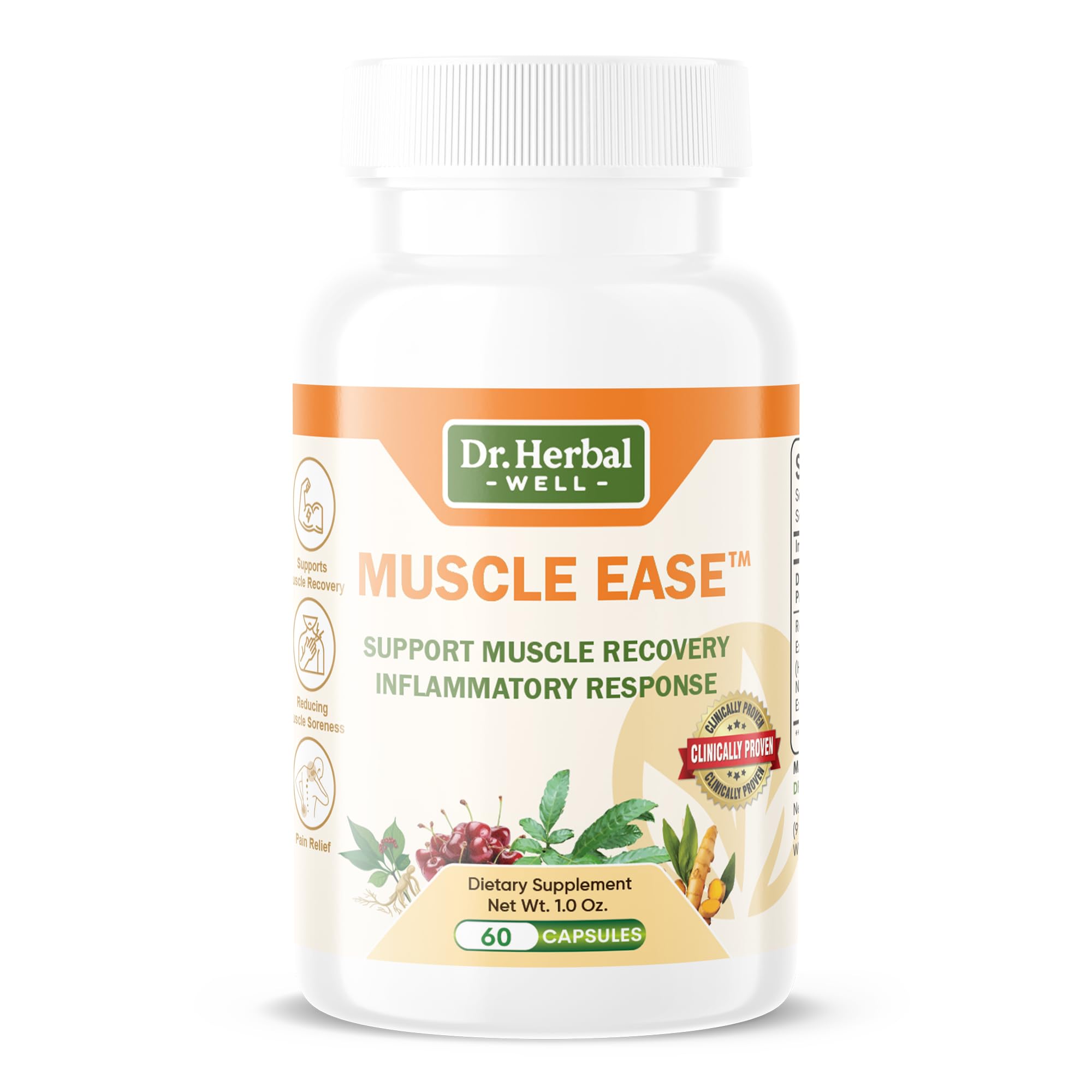 DR. HERBAL WELL Muscle Ease bottle front for quick post-activity comfort.