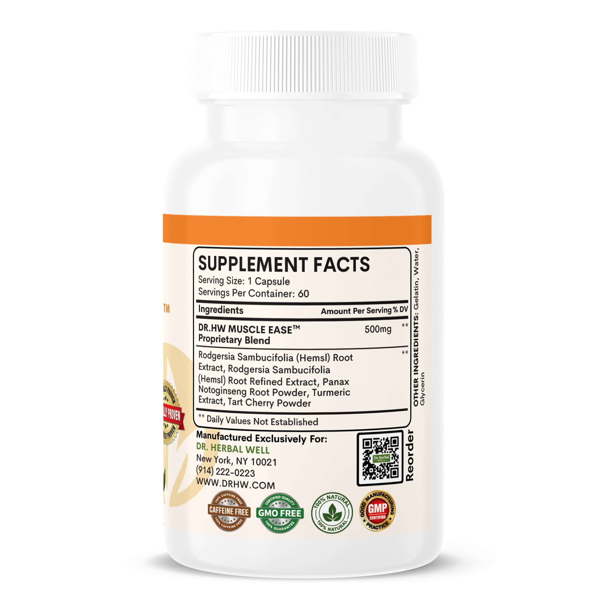 Capsules close-up showing convenient daily support from Muscle Ease.