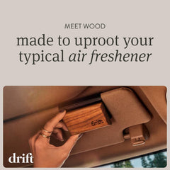 Drift Cabana wood air freshener on visor providing tropical notes and freshness