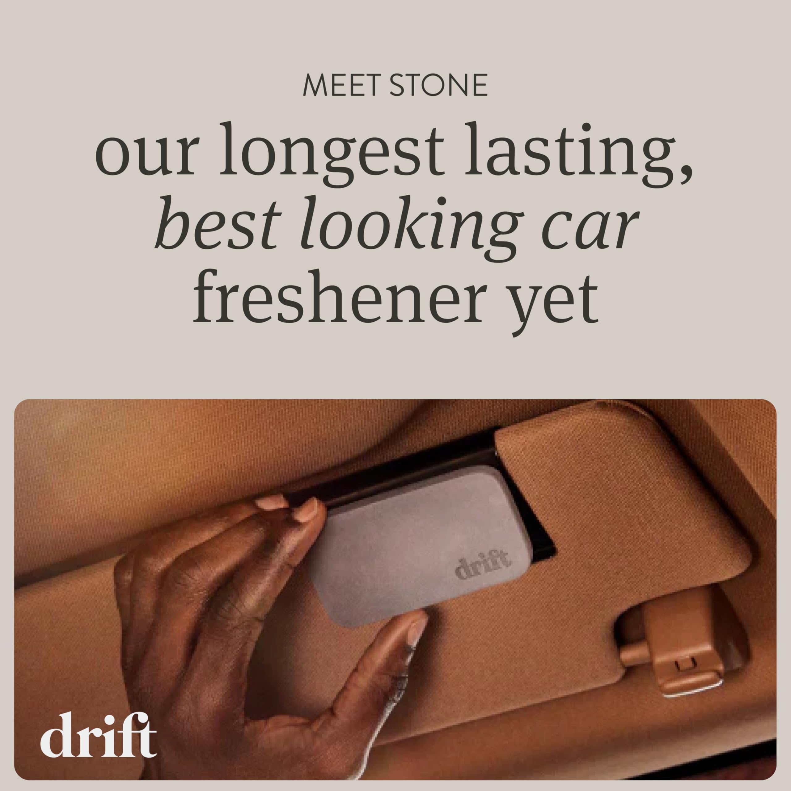 Drift metal clip visor attachment secures scent with a magnetic snap.