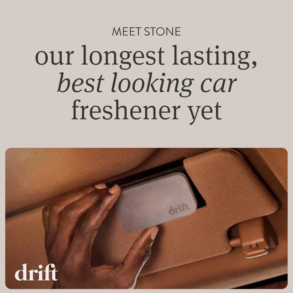 Drift Stone Open Air scent block with clip showing fresh fragrance in your car