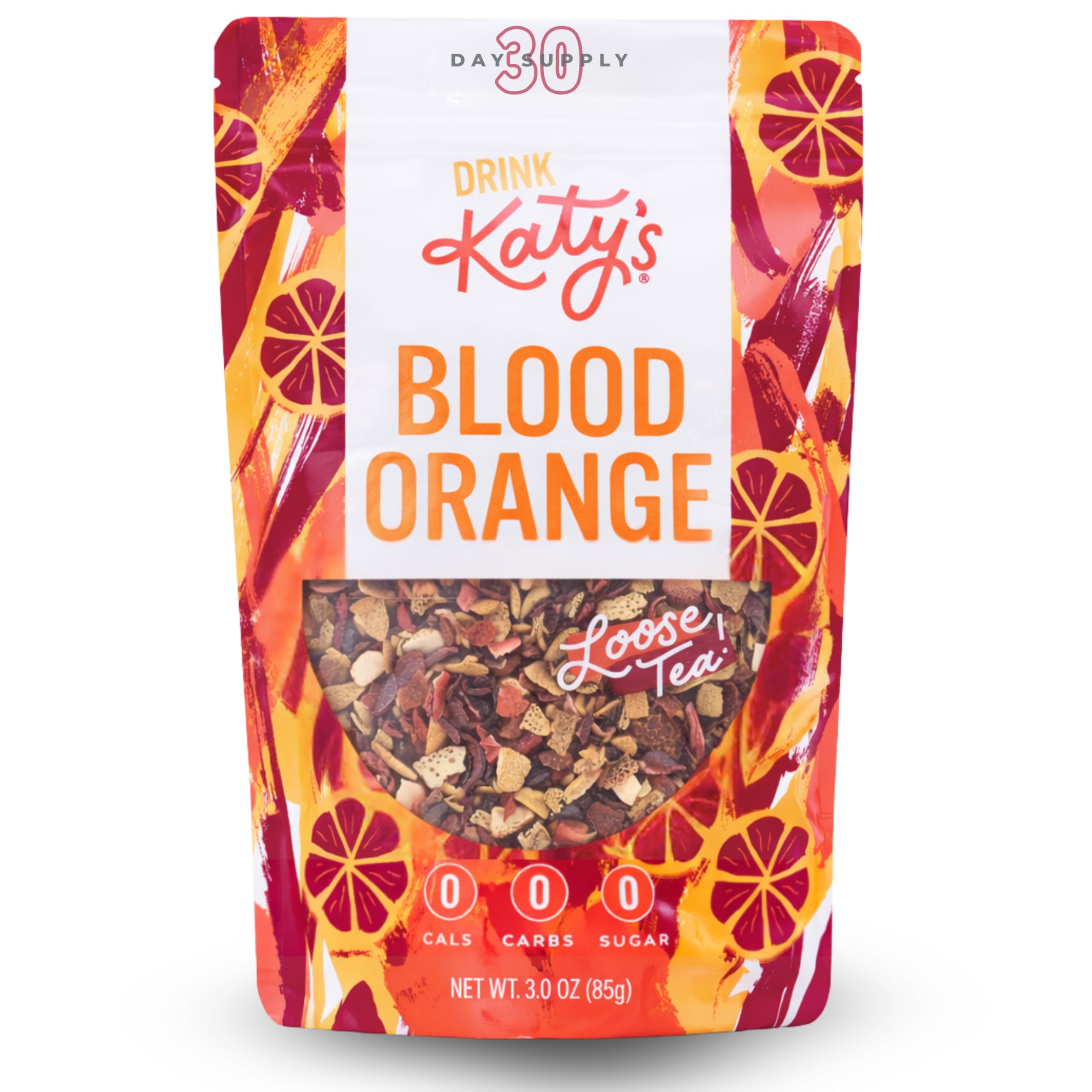 Katy's Blood Orange loose tea with bright citrus aroma ready to brew
