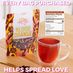 Katy's Blood Orange tea with hibiscus and rose hips, vibrant blend