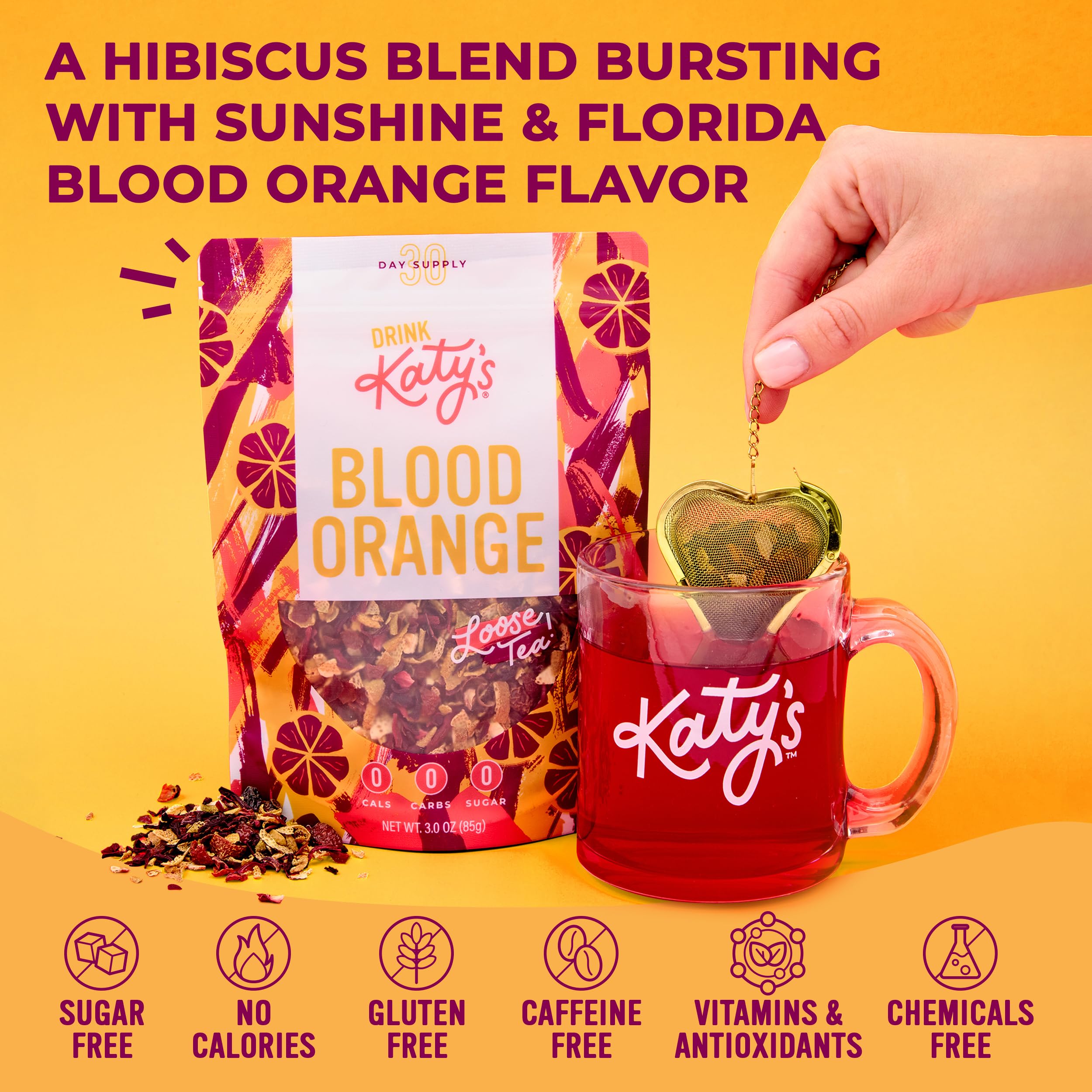 Brewing Katy's Blood Orange tea hot for a cozy citrus cup