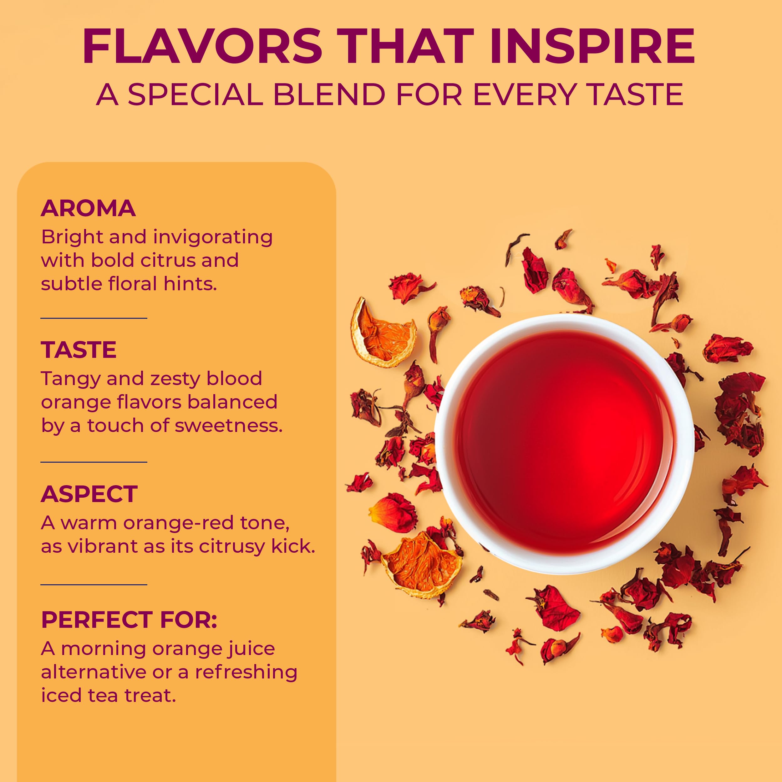 Loose leaf pieces expand in Katy's Blood Orange tea for richer aroma