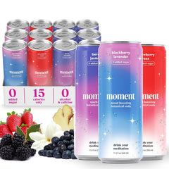 Drink Your Meditation Moment blackberry-lavender can – calm-focus with adaptogens.