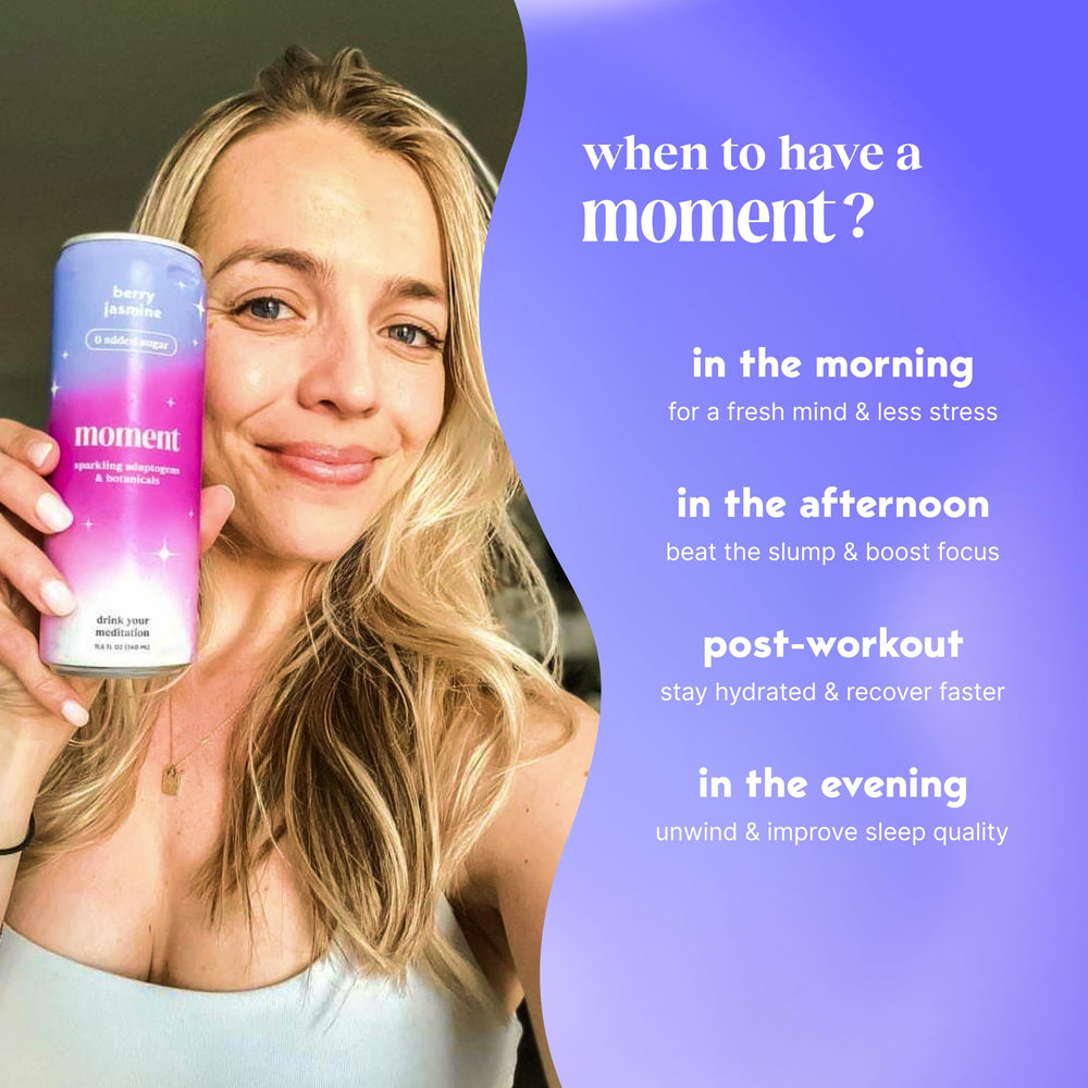 Drink Your Meditation Moment glass pour – sparkling, low-calorie refreshment ready to enjoy.