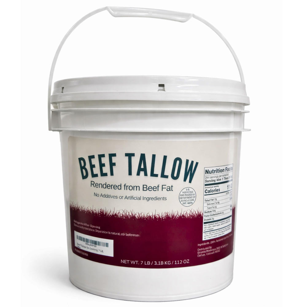 Drip Co beef tallow 7lb bulk pail with safety seal for cooking convenience