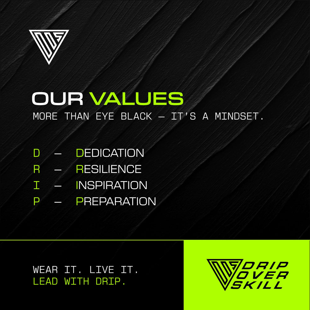 Drip Over Skill Eye Black stick for lacrosse, baseball, and football players.