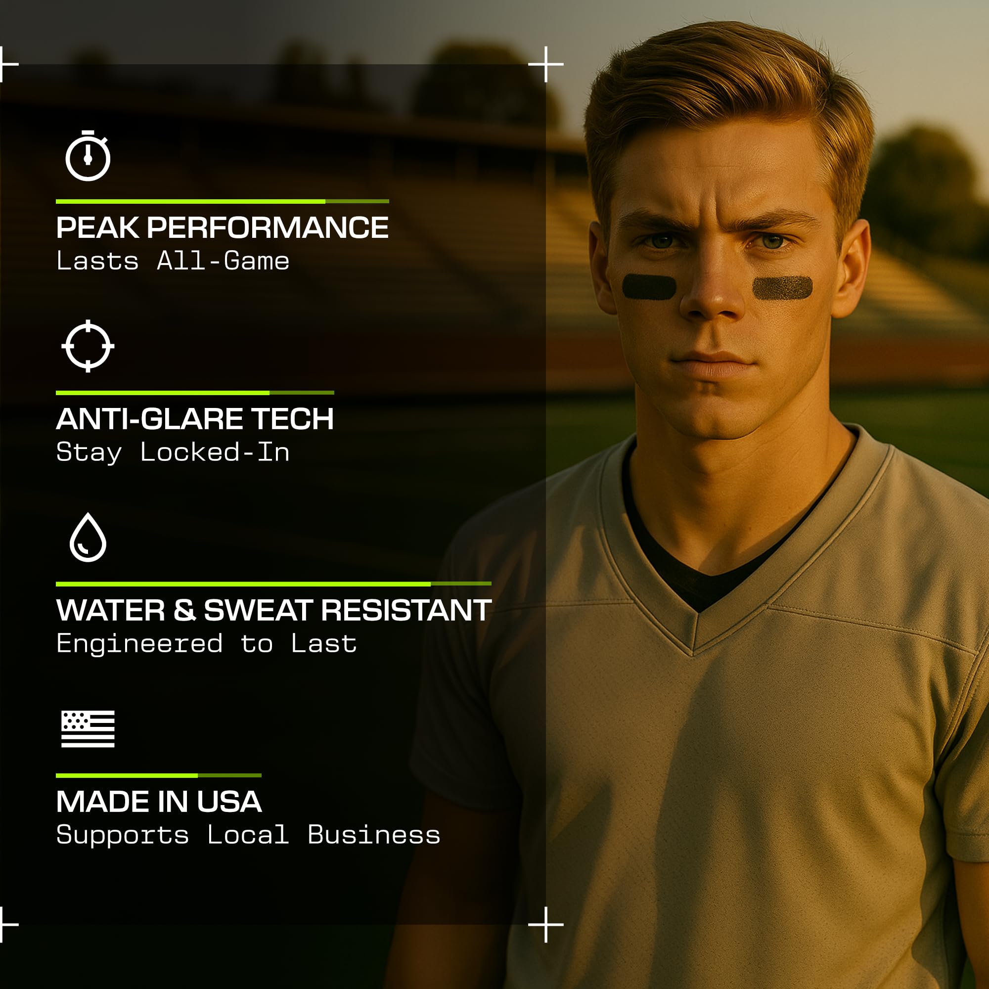 Drip Over Skill Eye Black stick demonstrating sweat-resistant performance.