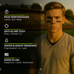 Drip Over Skill Eye Black stick demonstrating sweat-resistant performance.
