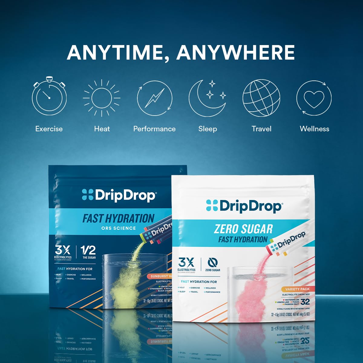 DripDrop athlete hydrating on the field with packets