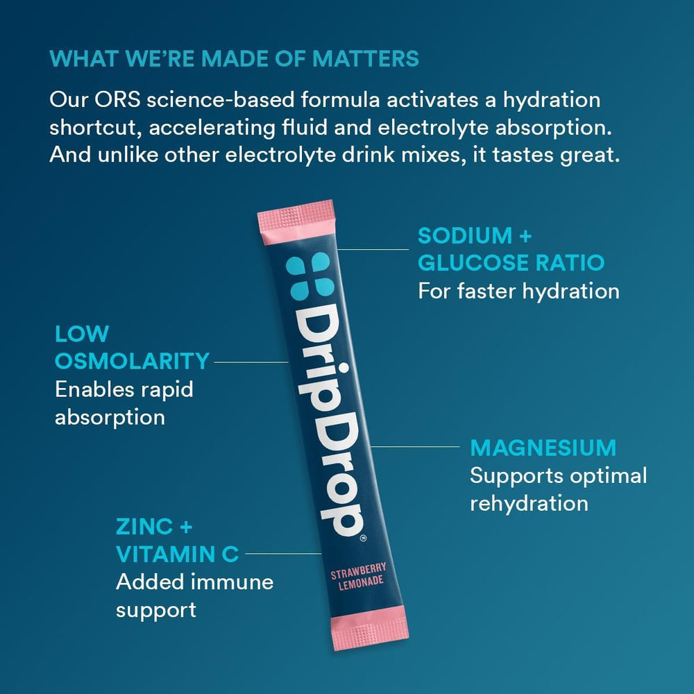 DripDrop cherry flavor packet ideal for rehydration after activities