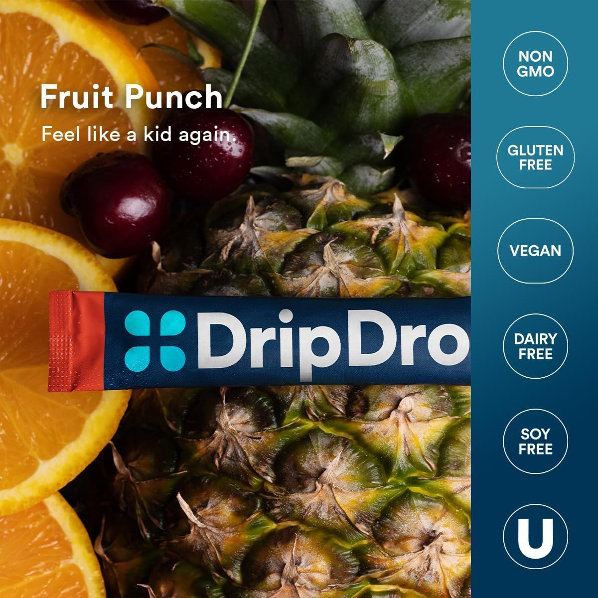 DripDrop Fruit Punch uses natural colors from real ingredients