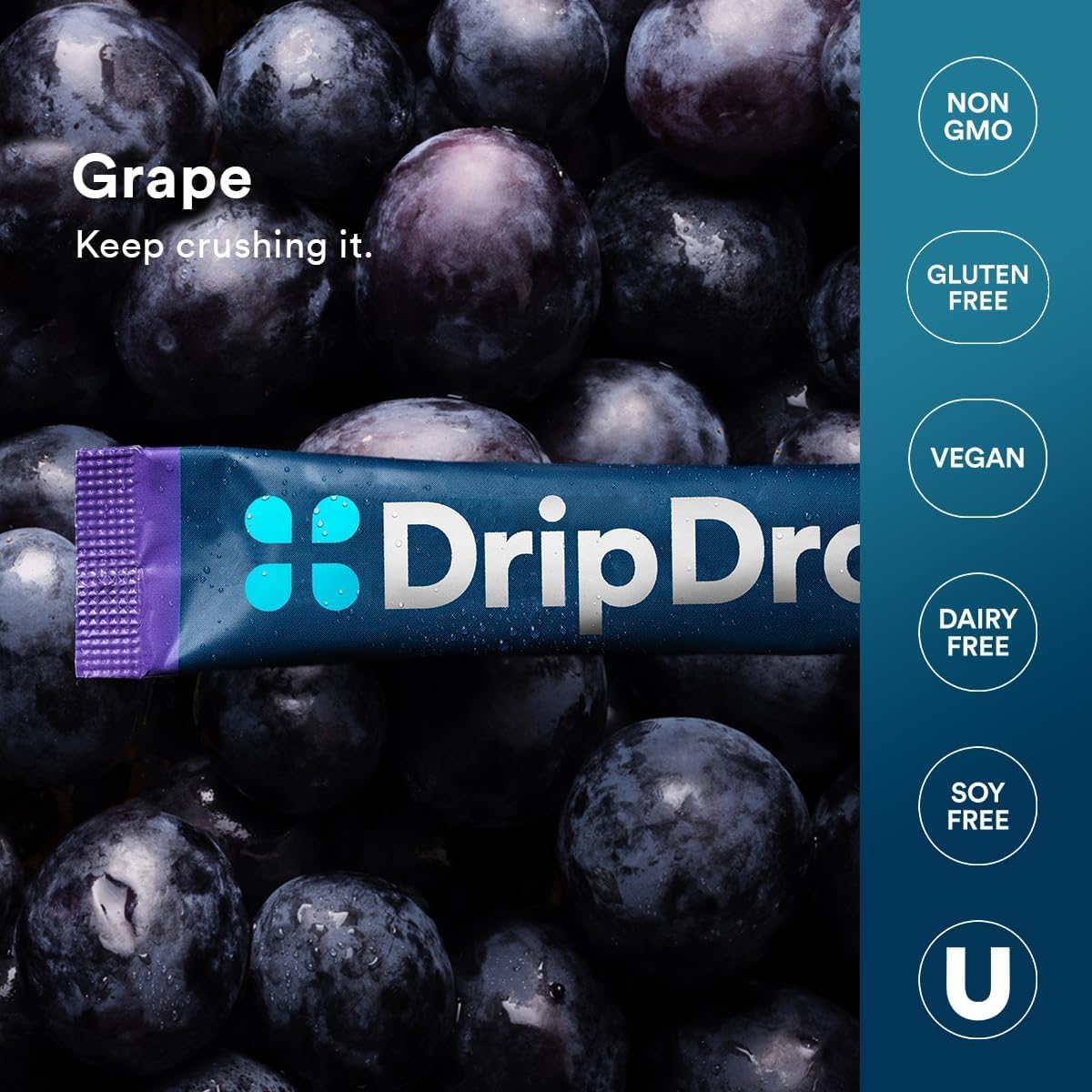 Grape flavor label highlights vitamin C and minerals