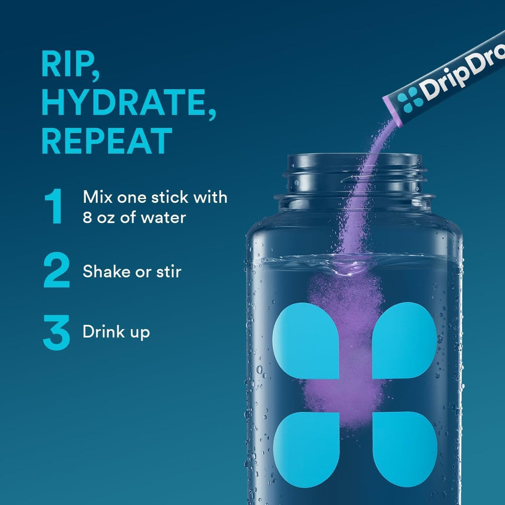 DripDrop grape packets on the go ideal for workouts