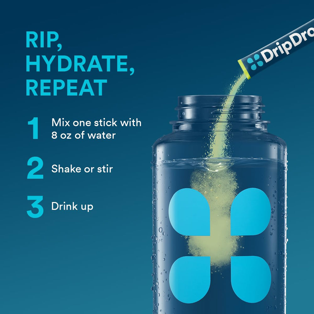 Close-up of DripDrop Lemon Lime ingredients and natural color sources.