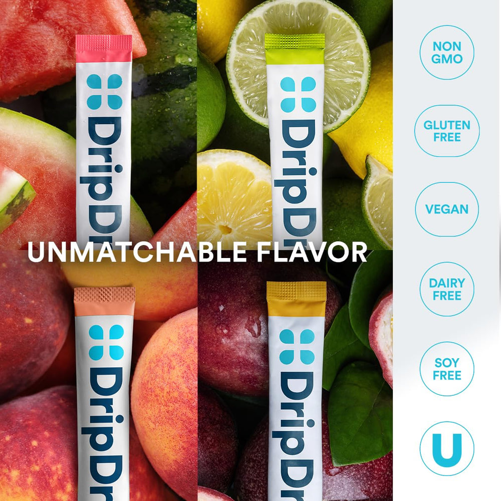 DripDrop Mayo Clinic award badge highlights trusted dehydration solution.