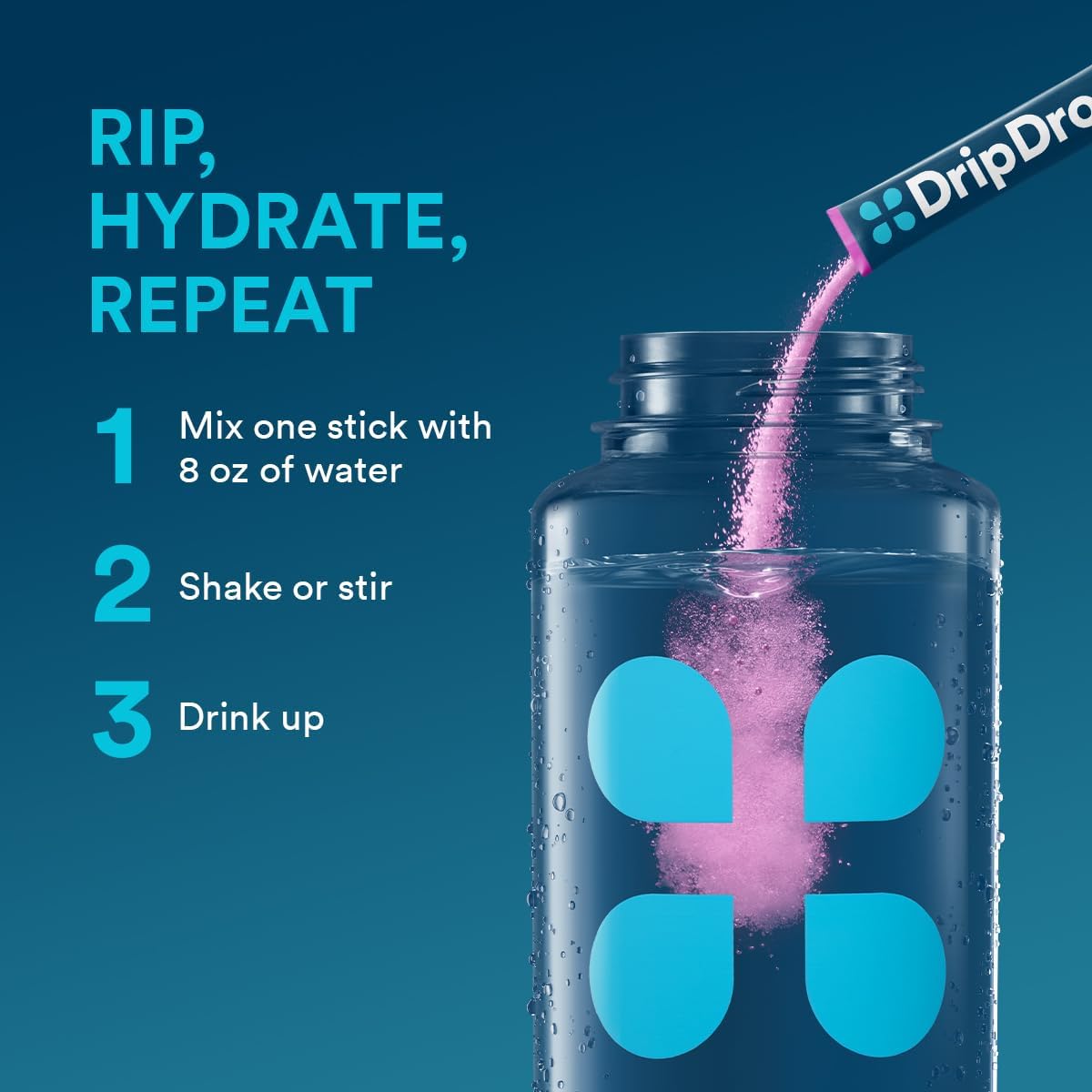 DripDrop nutrition label highlighting non-GMO and vegan credentials.