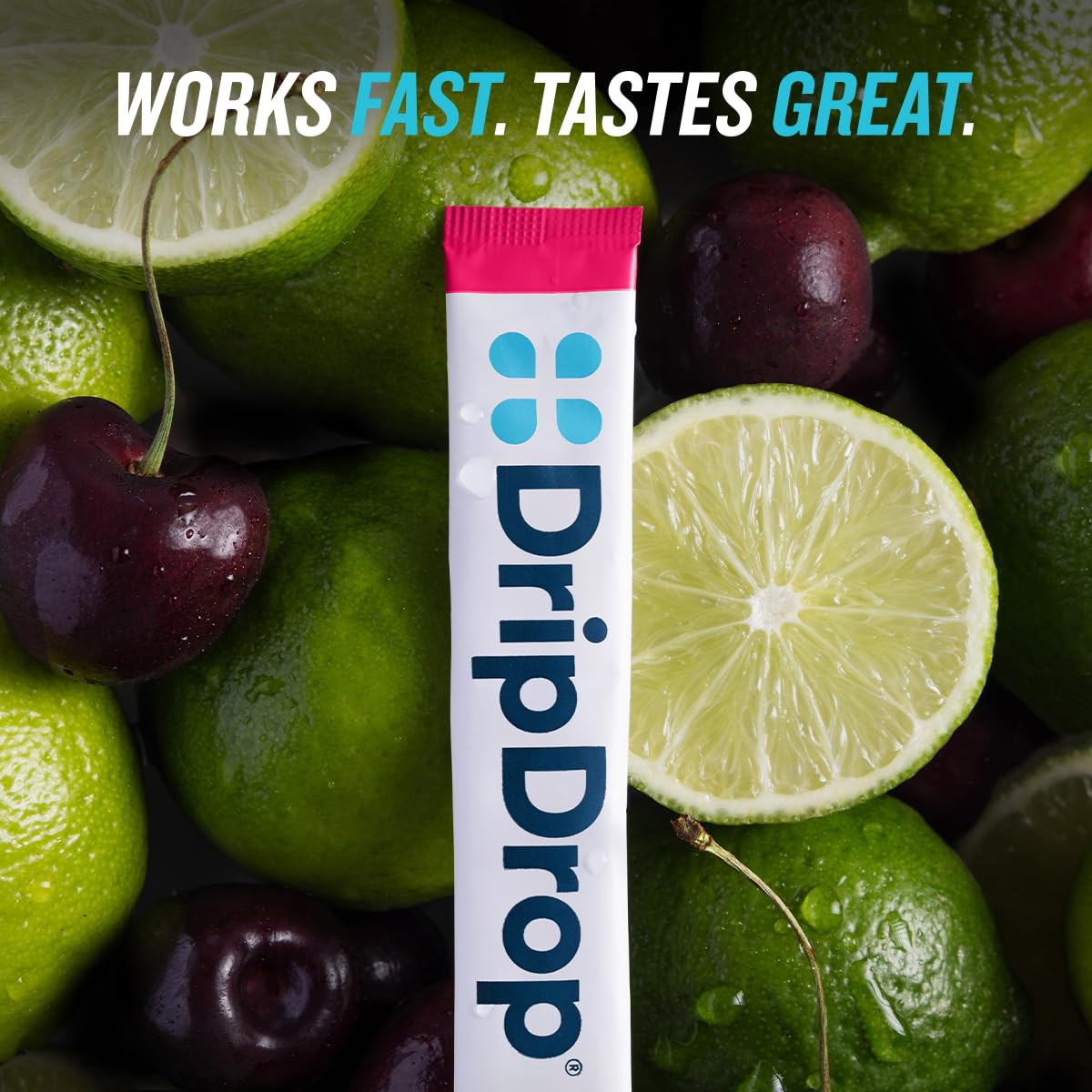 Non-GMO gluten-free vegan certifications on DripDrop packaging