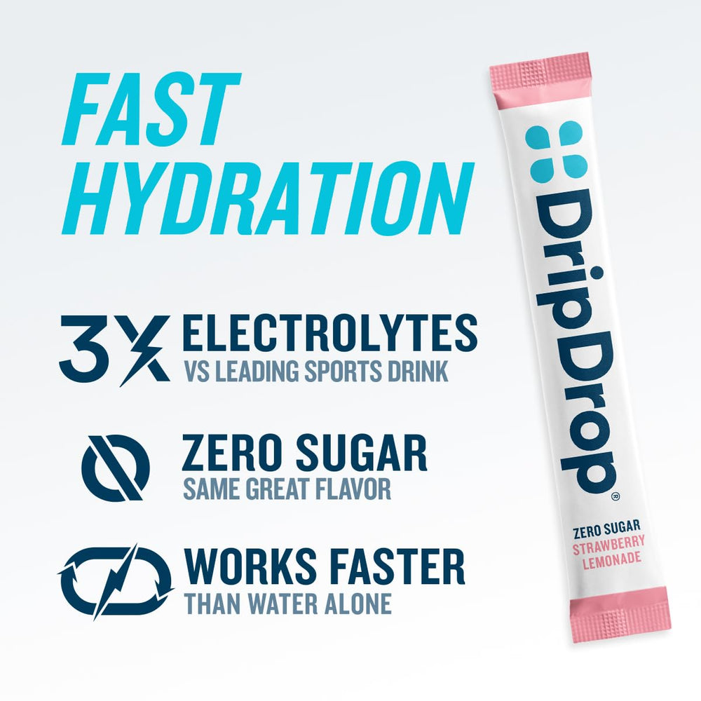 DripDrop packet dissolving in water to show quick mix.