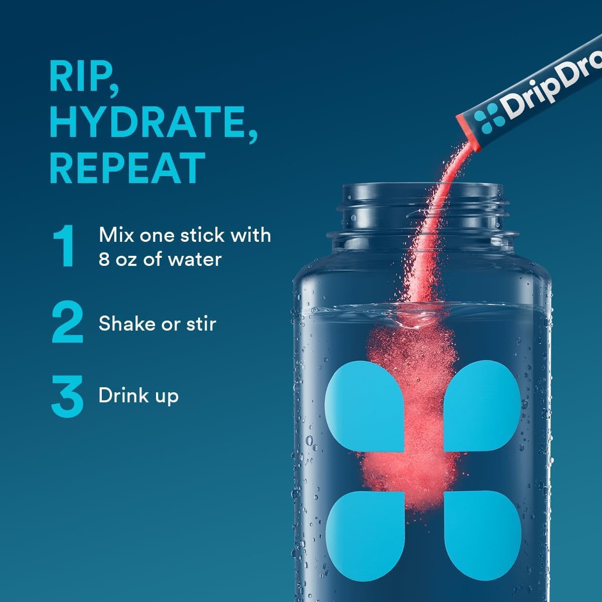 DripDrop packets on a travel bag illustrating convenient single-serve hydration