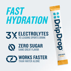 DripDrop sugar-free Citrus stick for electrolyte replenishment during activity.