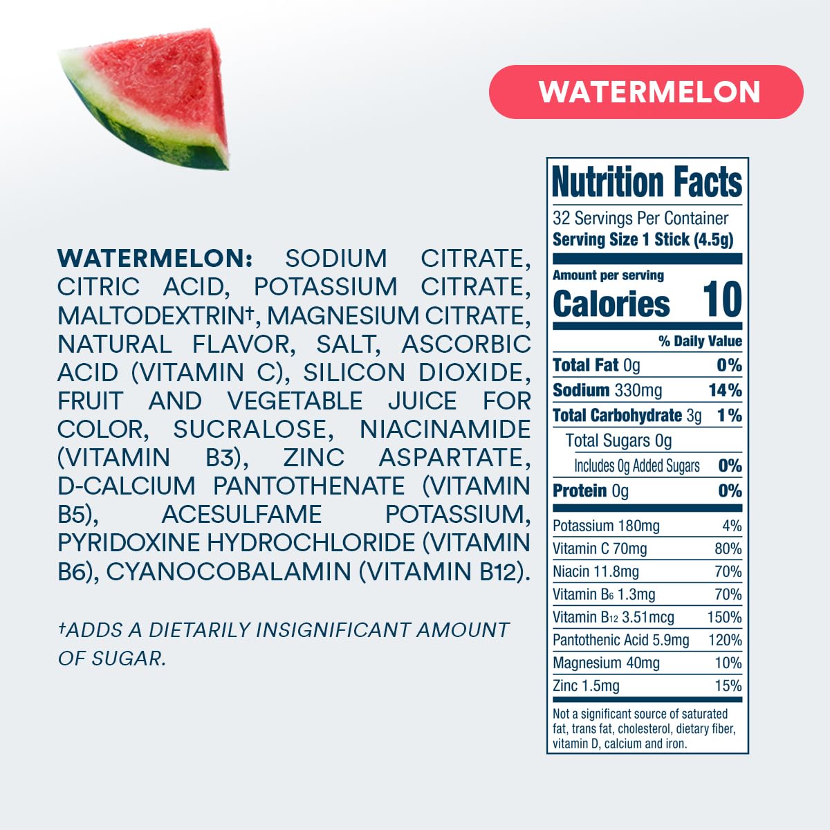 DripDrop hydration on-the-go packet supports vegan and gluten-free lifestyles.