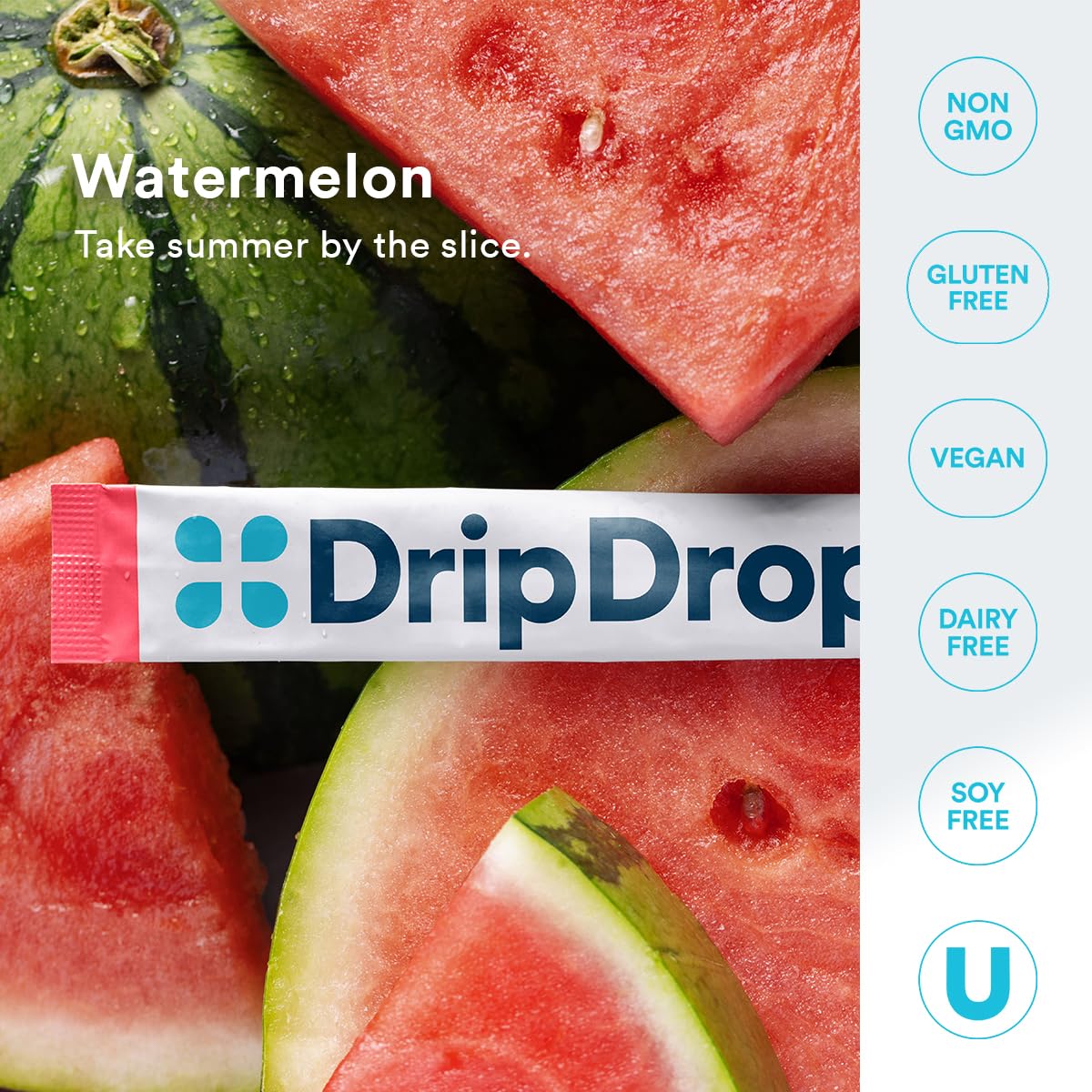 DripDrop electrolyte powder dissolves quickly for hot day activities.