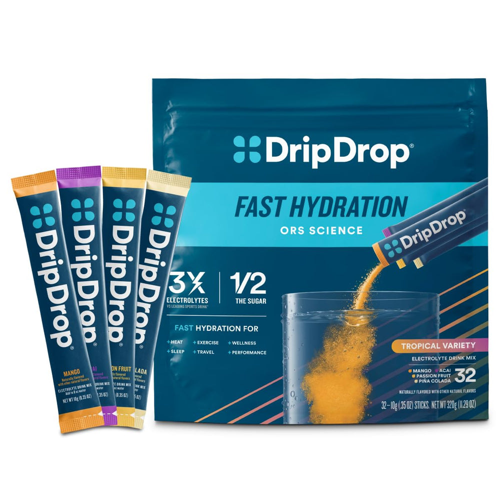 DripDrop Tropical Variety Pack cover for travel and outdoor hydration.