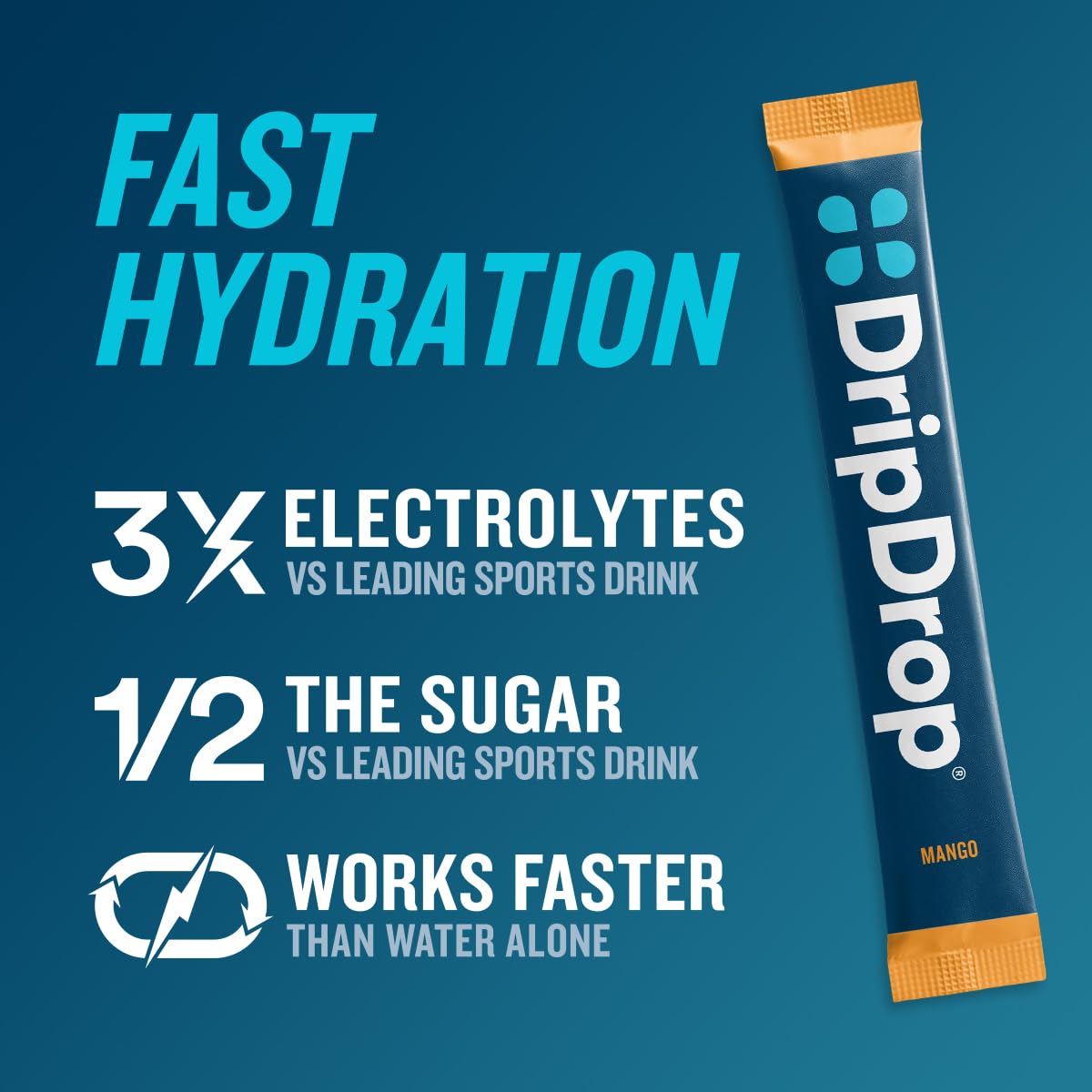 DripDrop mango flavor stick ideal for quick hydration during workouts.